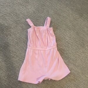 Girls' Pink Ribbed Romper